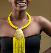 1 Long Yellow  Handmade Maasai Beaded Necklace – Bulk Order | African Handmade Products Wholesale